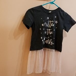 Girls grey silver shirt with see through bottom